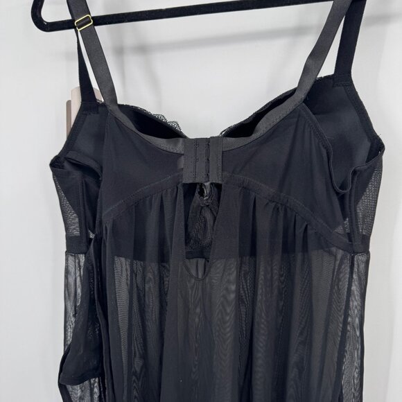 Daisy Fuentes 2X Black Full Figure Push-Up Lace & Mesh Babydoll Lingerie baby do - Picture 8 of 12